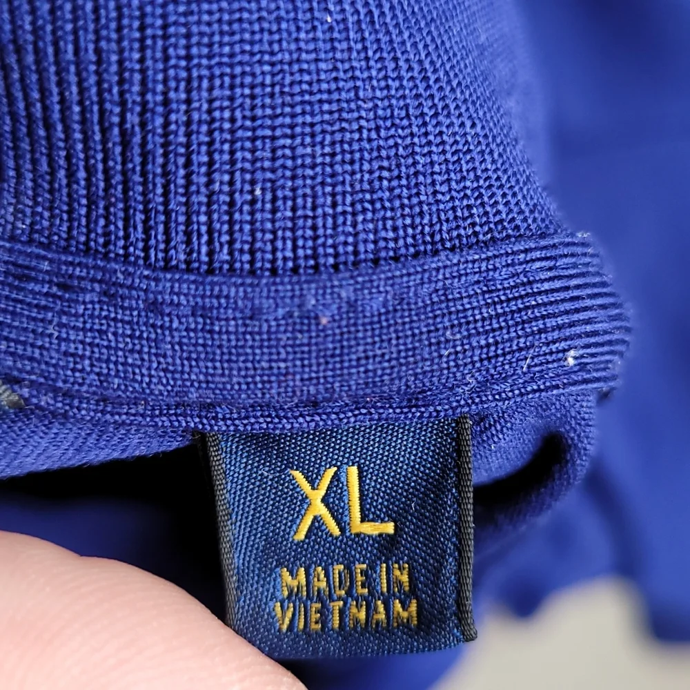 POLO GOLF Ralph Lauren Dark‎ Blue Cantor Fitzgerald Sz XL Long Sleeve Polo Shirt - Picture 7 of 8